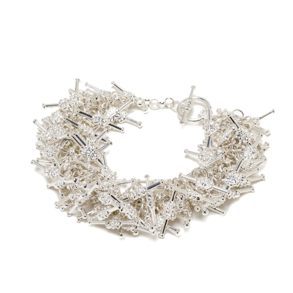 Montreal-Made Toggle Cluster Bracelet – 8 Inch Silver-Tone Statement Jewelry